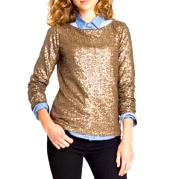 J. Crew Tops - J. Crew copper sequin long sleeve top Sz XS